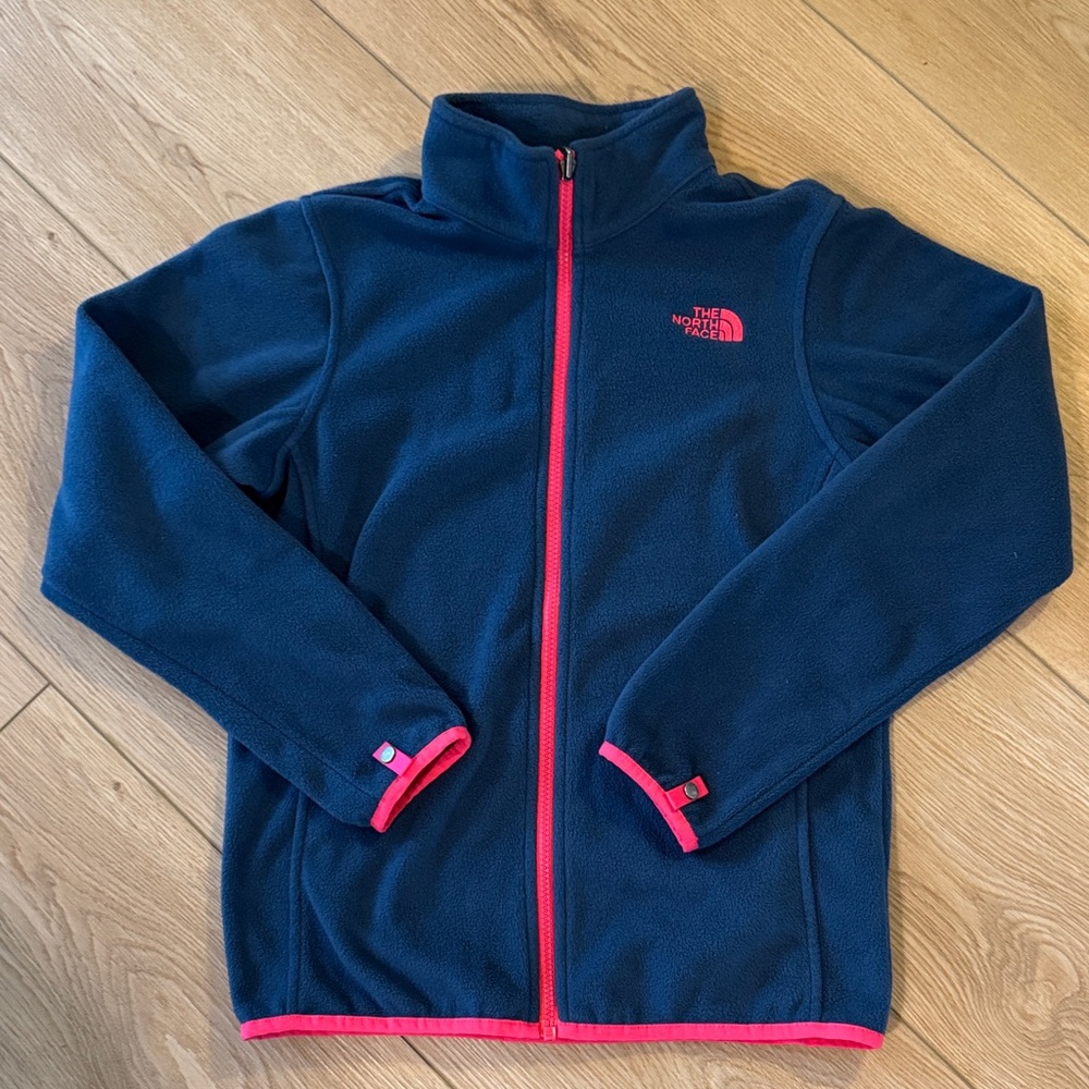 The North Face Navy Fleece Jacket with Pink Trim